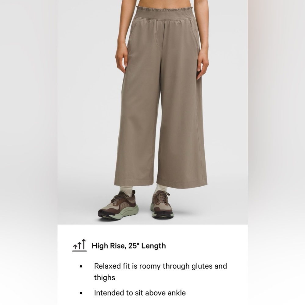 Lululemon Stretch Woven Ruffle-Waist Wide-Leg Cropped Pant Size XXS - Picture 11 of 13